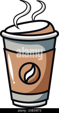Eine Tasse Kaffee, weißer Hintergrund, Vektor-Illustration Stock Vektor