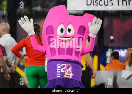 Rom, Italien. Juni 2024. Mascotte während des 2. Tages der europäischen Leichtathletik 08. Juni 2024 im Olympiastadion in Rom Credit: Independent Photo Agency/Alamy Live News Stockfoto