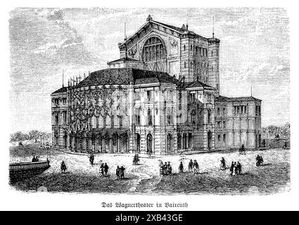 Das Richard-Wagner-Theater in Bayreuth, auch Bayreuther Festspielhaus genannt, ist ein weltbekanntes Opernhaus, das speziell für die Aufführungen von Richard Wagners Opern errichtet wurde. Das 1876 fertiggestellte und von Wagner selbst mit Unterstützung des Architekten Otto Brückwald gestaltete Theater verfügt über einzigartige architektonische und akustische Elemente, die auf Wagners anspruchsvolle Anforderungen zugeschnitten sind. Das bescheidene Äußere steht im Kontrast zu einem innovativen Innenraum, der eine vertiefte Orchestergrube und eine außergewöhnliche Akustik umfasst. Das Festspielhaus ist ein kulturelles Wahrzeichen, in dem jährlich die Bayreuther Festspiele stattfinden Stockfoto