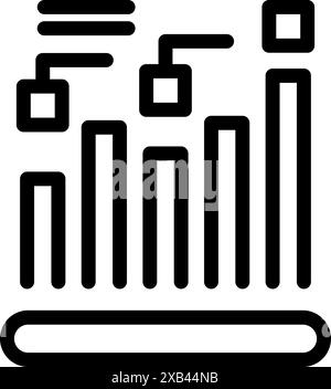 Liniendiagramm eines Datendiagramms, das eine Marktanalyse mit wachsenden Balken und Verbindungspunkten darstellt Stock Vektor
