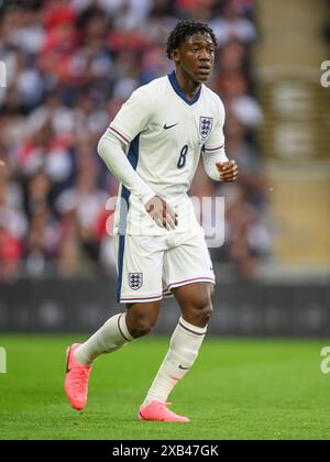 Juni 2024 - England gegen Island - International Friendly - Wembley. Kobbie Mainoo in Aktion. Bild : Mark Pain / Alamy Live News Stockfoto