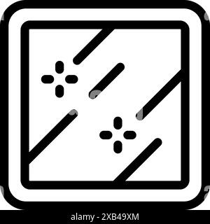 Einfaches Symbol eines quadratischen Spiegels, der Lichtstrahlen reflektiert Stock Vektor