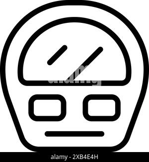 Einfaches Liniensymbol eines Tachometers, dessen Nadel auf die maximale Geschwindigkeit zeigt Stock Vektor