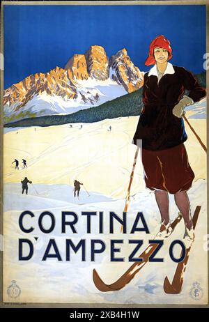 Cortina d'Ampezzo-1920 – Vintage-Reiseposter Stockfoto