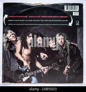 Das Cover der sieben-Zoll-Vinylversion von Love in an Elevator von Aerosmith, die 1989 veröffentlicht wurde Stockfoto