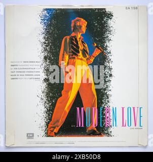 Die Rückseite der siebenstelligen Vinylversion von Modern Love von David Bowie, die 1983 veröffentlicht wurde Stockfoto