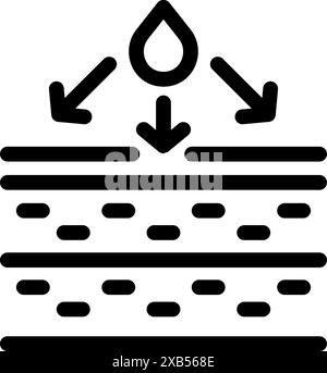 Symbol eines Wassertropfens, der in die Schichten der menschlichen Haut eindringt und für Feuchtigkeit und Hautpflege steht Stock Vektor