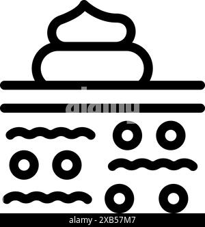 Symbol, das den Hautquerschnitt mit drei verschiedenen Ebenen und Etiketten darstellt Stock Vektor
