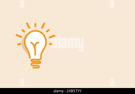 Linie Glühlampe orange. Idee der Bannerlampen oder Konzept der Einsicht. Stock Vektor