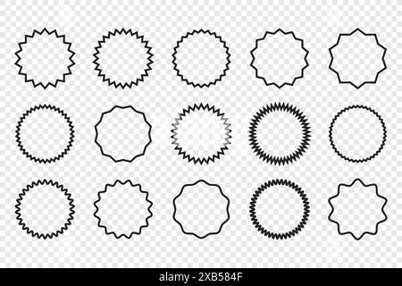 Satz von roten Starburst, Sonnenschliff Abzeichen Vektor Stock Vektor