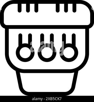 Schlichte schwarz-weiße Linie für Kolben von Automobilmotoren, die die Leistung und Leistung des Fahrzeugs symbolisieren Stock Vektor