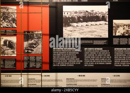 Ausstellungen im Sad Riga Ghetto & Holocaust Museum, das an die jüdische Gemeinde Lettlands erinnert und die tragische Geschichte der NS-Jahre erzählt. Stockfoto