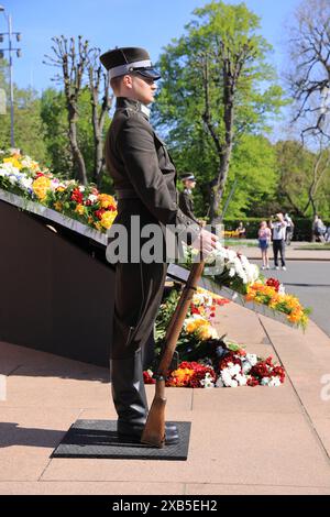 Am 4. Mai 1990 verkündete Lettland seine Unabhängigkeit von der UdSSR nach Jahrzehnten der sowjetischen Besatzung, und dieses Datum wird immer in Riga gefeiert. Stockfoto