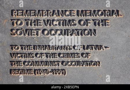 Gedenkstätte für die Opfer der sowjetischen Besatzung neben dem Lettland Museum, gegründet 1993, mit Exponaten aus der 51-jährigen Periode. Stockfoto