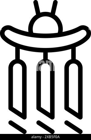 Traditionelles japanisches Windspiel aus Furinen, das mit dem Symbol der Windlinie ein Geräusch erzeugt Stock Vektor