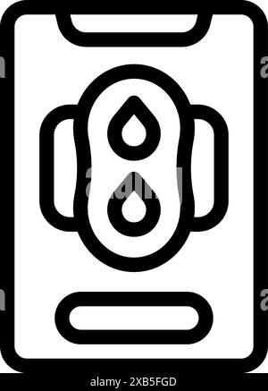 Die Smartphone-App verfolgt den Menstruationszyklus und zeigt ein Hygienepad-Symbol an Stock Vektor