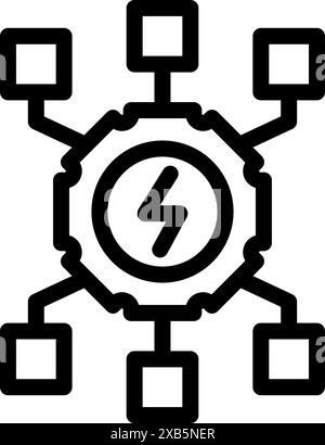 Symbol für ein Energieverwaltungssystem, das verschiedene Geräte miteinander verbindet und eine effiziente Energieverteilung symbolisiert Stock Vektor