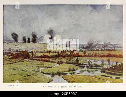 Illustration von Francois Flameng aus der Schlacht am Fluss Somme, Frankreich. Vintage-Illustration des Ersten Weltkriegs aus dem L'Illustration Journal universel, 1916 Stockfoto