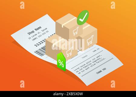 Isometrische Lieferung und Online-Shopping. Internet-Zahlungen, Schutz-Geldtransfer, Online-Bank Stock Vektor