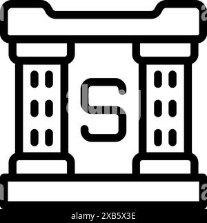 Einfaches Umrisssymbol des chemischen Elements Schwefel, dargestellt durch seine Atomzahl und sein Symbol Stock Vektor