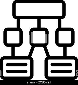 Ein einfaches hierarchisches Organigramm verbindet Abteilungen mit Linien und Feldern Stock Vektor