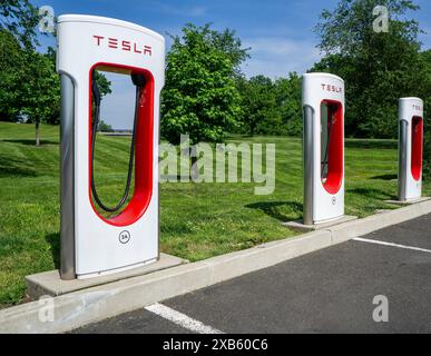 Tesla Ladestationen für Elektrofahrzeuge, Connecticut, USA Stockfoto