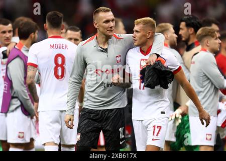 Warschau, Polen. Juni 2024. Lukasz Skorupski, Damian Szymanski aus Polen während des Internationalen Freundschaftsfußballspiels zwischen Polen und Turkiye am 10. Juni 2024 bei PGE Narodowy in Warschau, Polen - Foto Piotr Matusewicz/DPPI Credit: DPPI Media/Alamy Live News Stockfoto