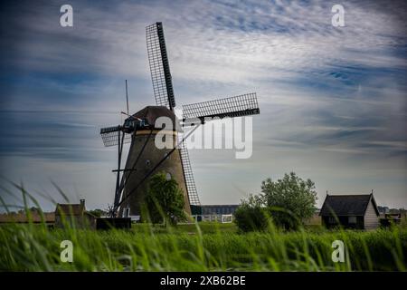 UNESCO Werelderfgoed Kinderdijk Molens, alte Windmühlen in Kinderdijk in Rotterdam, Niederlande Stockfoto