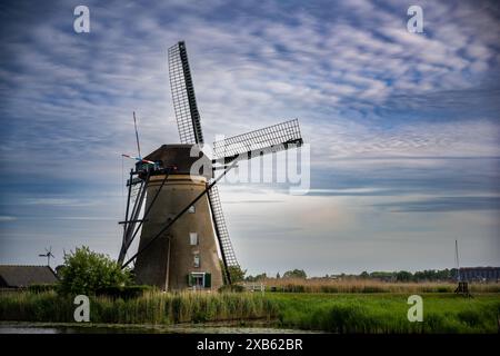 UNESCO Werelderfgoed Kinderdijk Molens, alte Windmühlen in Kinderdijk in Rotterdam, Niederlande Stockfoto