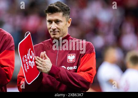 Warschau, Polen. Juni 2024. Robert Lewandowski aus Polen lobt während des Freundschaftsspiels vor der UEFA EURO 2024 zwischen Polen und der Türkei im PGE Narodowy Stadium. Quelle: Mikołaj Barbanell/Alamy Live News Stockfoto