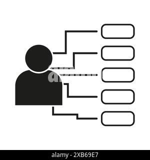 Symbol für Organigramm. Schwarz-weiß. Person mit Struktur. Vektorabbildung. Stock Vektor