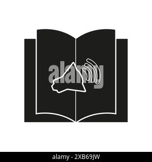 Symbol „Buch öffnen“. Lautsprechersymbol. Schwarz-weiß-Vektor. Einfaches Design. Stock Vektor