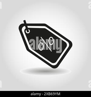 Symbol für Rabattkennzeichen. Prozentsymbol. Schwarze Vektorgrafik. Grauer Hintergrund. Stock Vektor