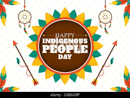 Vektor-Illustration für den Tag der Ureinwohner am 9. August, um das Bewusstsein zu schärfen und die Rechte der Bevölkerung zu schützen, mit einem flachen Hintergrund Stock Vektor