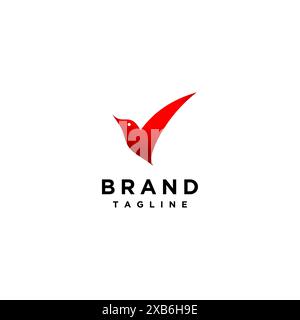 Minimalistisches Logodesign Mit Rotem Vogelkaromuster. Logo-Vorlage über Identifikation, Suche nach etwas, das mit Vogelsymbolen illustriert ist. Stock Vektor