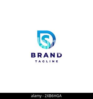 Initial Letter DS Forming Water Symbol Logo Design. Umreißen Sie das Symbol für den Wassertropfen mit dem Buchstaben S innen. Stock Vektor