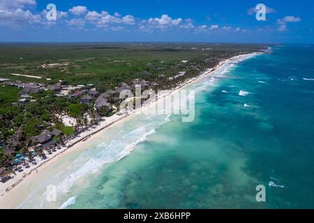 Drohnenblick auf Boca Paila, Tulum Stockfoto