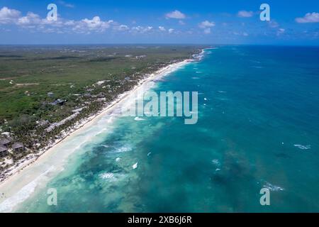 Drohnenblick auf Boca Paila, Tulum Stockfoto