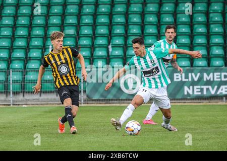 Soborg, Dänemark. Juni 2024. Flamur Dzelili (11) von ab, beobachtet während der 2. Ligaspiel zwischen ab Gladsaxe und Aarhus Fremad im Gladsaxe Stadion in Soborg. (Foto: Gonzales Foto - Rune Mathiesen). Stockfoto