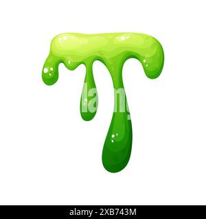 Farbenfroher tropfender Schleim im Zeichentrick. Schleimspritzer und Flüssigkeitstropfen. Giftiges Spritzen, klebriges schleimiges Element. Vektorillustration isoliert auf weiß Stock Vektor