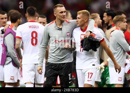 Lukasz Skorupski, Damian Szymanski von Polen während des Internationalen Freundschaftsfußballspiels zwischen Polen und Turkiye am 10. Juni 2024 bei PGE Narodowy in Warschau, Polen Stockfoto