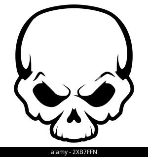Menschlicher Schädel, schwarz-weiße Vektor-Tattoo-Illustration, isoliert auf weißem Hintergrund Stock Vektor