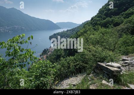 Blick auf den Comer See im Frühling Stockfoto