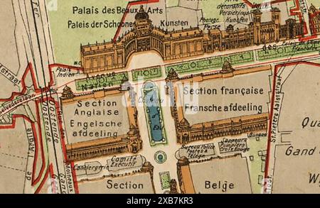 Eine Karte eines Teils der Weltausstellung in Gent 1913 mit dem englischen Sektor, links, wo Palmers Scaffolding ausstellte) - eine Karte eines Teils der Weltausstellung in Gent 1913 mit dem englischen Sektor, links, wo Palmers Scaffolding ausstellte) - Carte d'une partie de l'Exposition universelle de Gand en 1913 Montrant le secteur anglais, à Gauche, où Palmers Scaffolding a Exposé. - Een kaart van een deel van de Wereldtentoonstelling in Gent 1913 Met links de Engelse Sector, waar Palmers Scaffolding tentoonstelde) - Stockfoto
