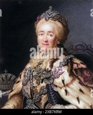 Katharina II., die große 1729-1796, Kaiserin von Russland. Aus The Gallery of Portraits, Band VII, von Charles Knight London, 1837. Kupferstich., digital restaurierte Reproduktion von einer Vorlage aus dem 19. Jahrhundert, Datum nicht angegeben Stockfoto