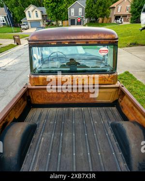 Das Innere eines Vintage-Pickup-Trucks wird gezeigt Stockfoto