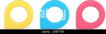 GPS-Karte Pin Pointer Navigation Position Suche 3D-Symbol realistische Vektordarstellung. GPRS-Kartographie Zielrichtung globale Positioni Stock Vektor