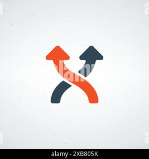 Zwei gekreuzte Pfeile nach oben, lineare Pfeile nach oben. Strategierichtung. Abbildung des Rohteils Vektors isoliert Stock Vektor