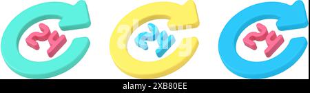 Immer verfügbar 24 Stunden Service Support Store Shop 3D Symbol Set realistische Vektor-Illustration. Callcenter-Kunden mit Callcenter-Hotline für die Bereitstellung jederzeit Stock Vektor