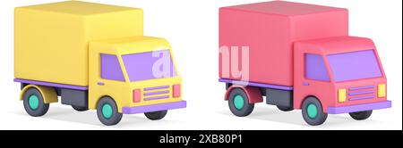 Logistic Cargo Automobil Import Export Transport Kurier Delivery Service 3D Icon Set realistische Vektor Illustration. Kommerzielle Lieferung schwer g Stock Vektor